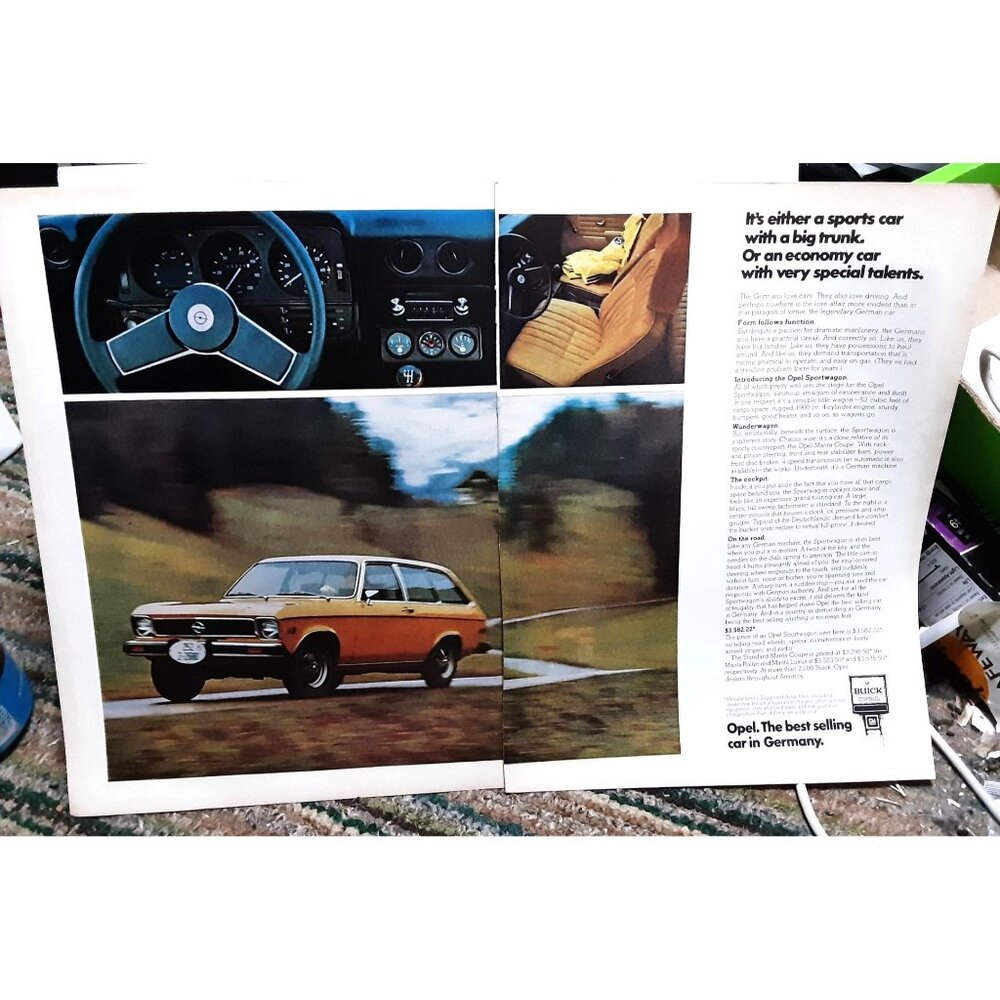 1974 Buick Opel Car 2 Page Original Print Ad 70s